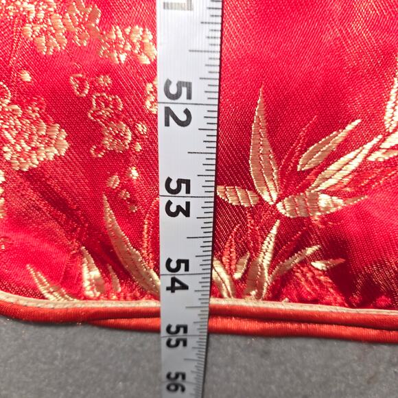 Red Floral Brocade Cheongsam Qipao Dress XL Chinese Traditional Satin Side Slits - Picture 10 of 13